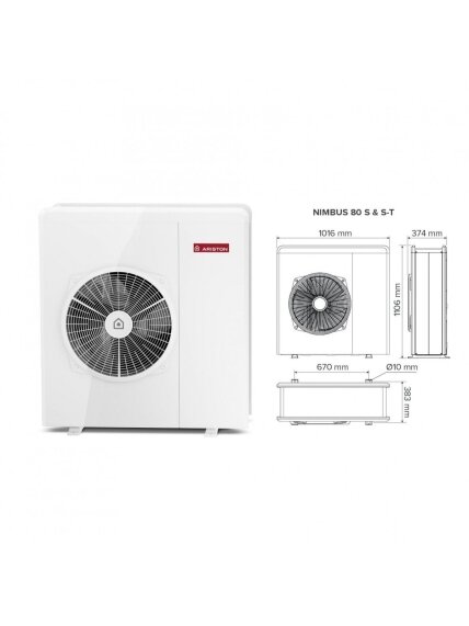 Ariston šilumos siurblys oras-vanduo Nimbus Compact 80S NET 11,74kW su 180 litrų talpa 2