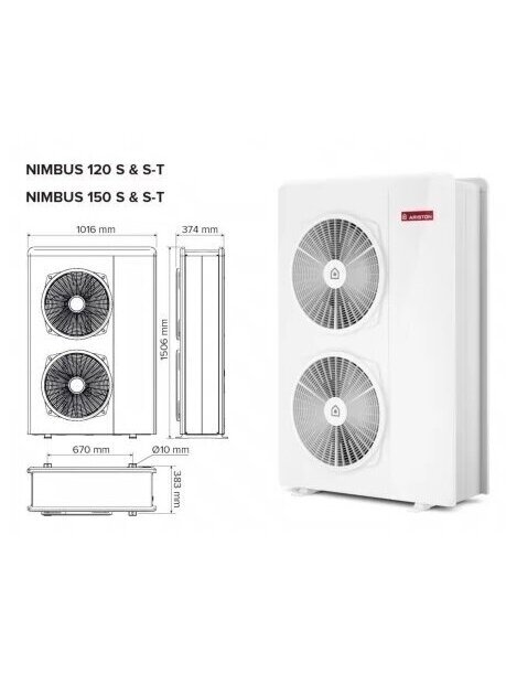 Ariston šilumos siurblys oras-vanduo Nimbus Compact 80S T NET 11,74kW, trifazis, su 180 litrų talpa 1