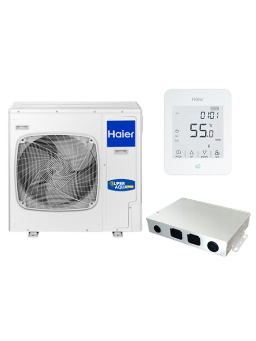 Haier šilumos siurblys oras-vanduo Super Aqua AU082FYCRA(HW)+YR-E27+ATW-A01 monoblokas 8kW