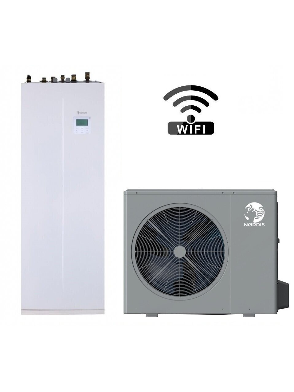 Nordis šilumos siurblys oras-vanduo Optimus Pro Split 6.2/6.55kW su 190 litrų talpa, trifazis Nordis šilumos siurblys oras-vanduo Optimus Pro Split 6.2/6.55kW su 190 litrų talpa, trifazis